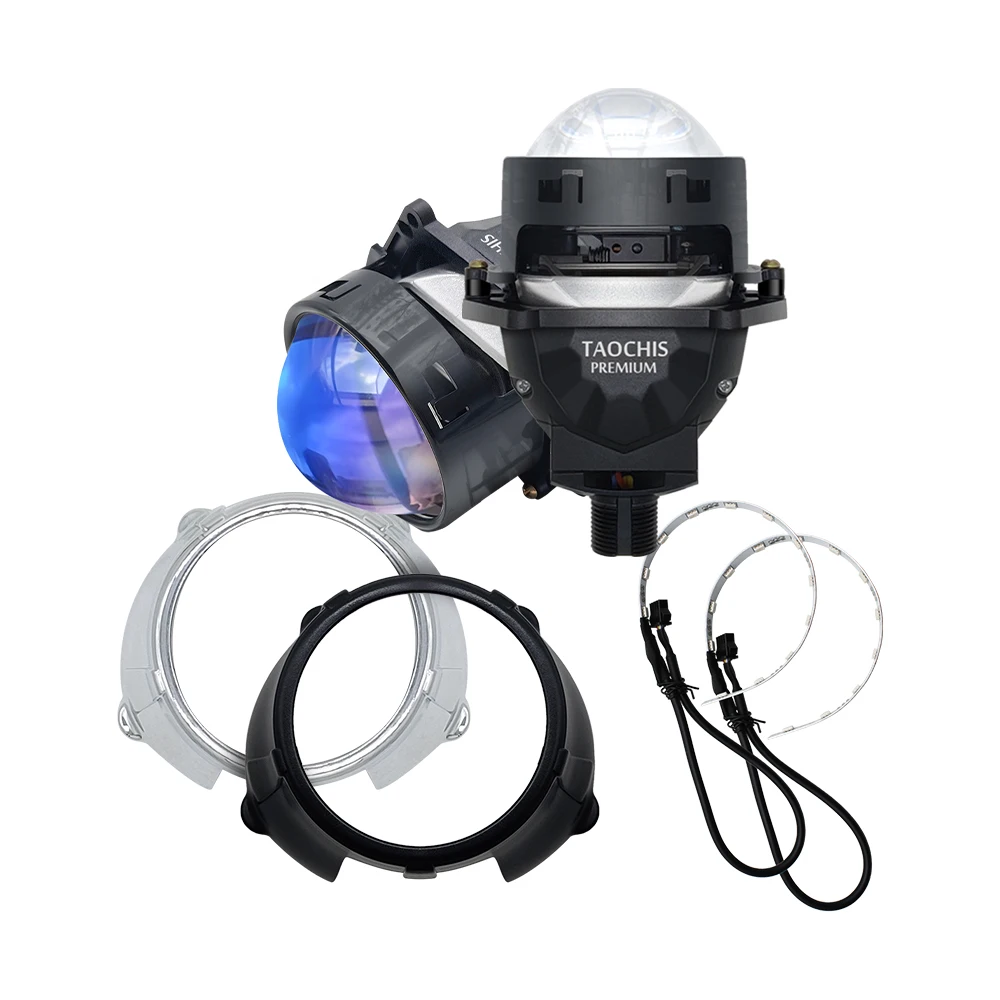 LED Headlight Bi Led Projector Lens Car Headlights T1 Angel Eyes Shroud Kits Demon Eye Combinations Accessories Automotive Parts (1600614097551)