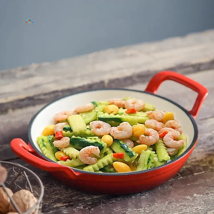 Hot Sale Enameled Cast Iron Round Pan / Roaster Pan Set Non Stick Cookware Set