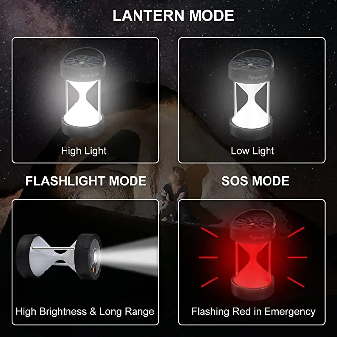 Solar Powered Hourglass Backpack Flash light Emergency Power Bank Rechargeable magnetic Base LED Camping Lamp for