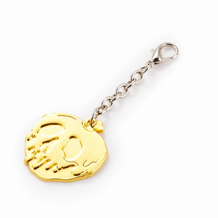 Wholesale Fashion Custom Logo Engraved Skull Shape Alloy Metal Gold Plated Key Chain Ring
