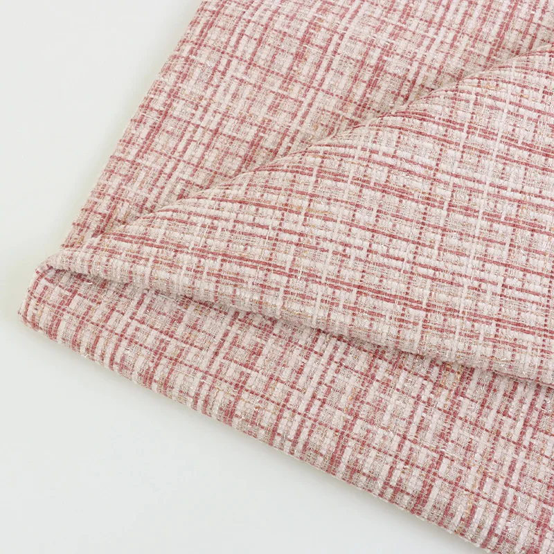 Multi color soft lurex luxury style women handbags woven coats trouser autumn gold patwork pink tweed material fabric for dress