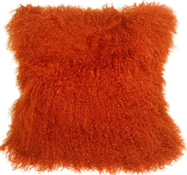 wholesale 100% Real Mongolian lamb fur cushions long soft curly hairs tibet lamb fur pillow