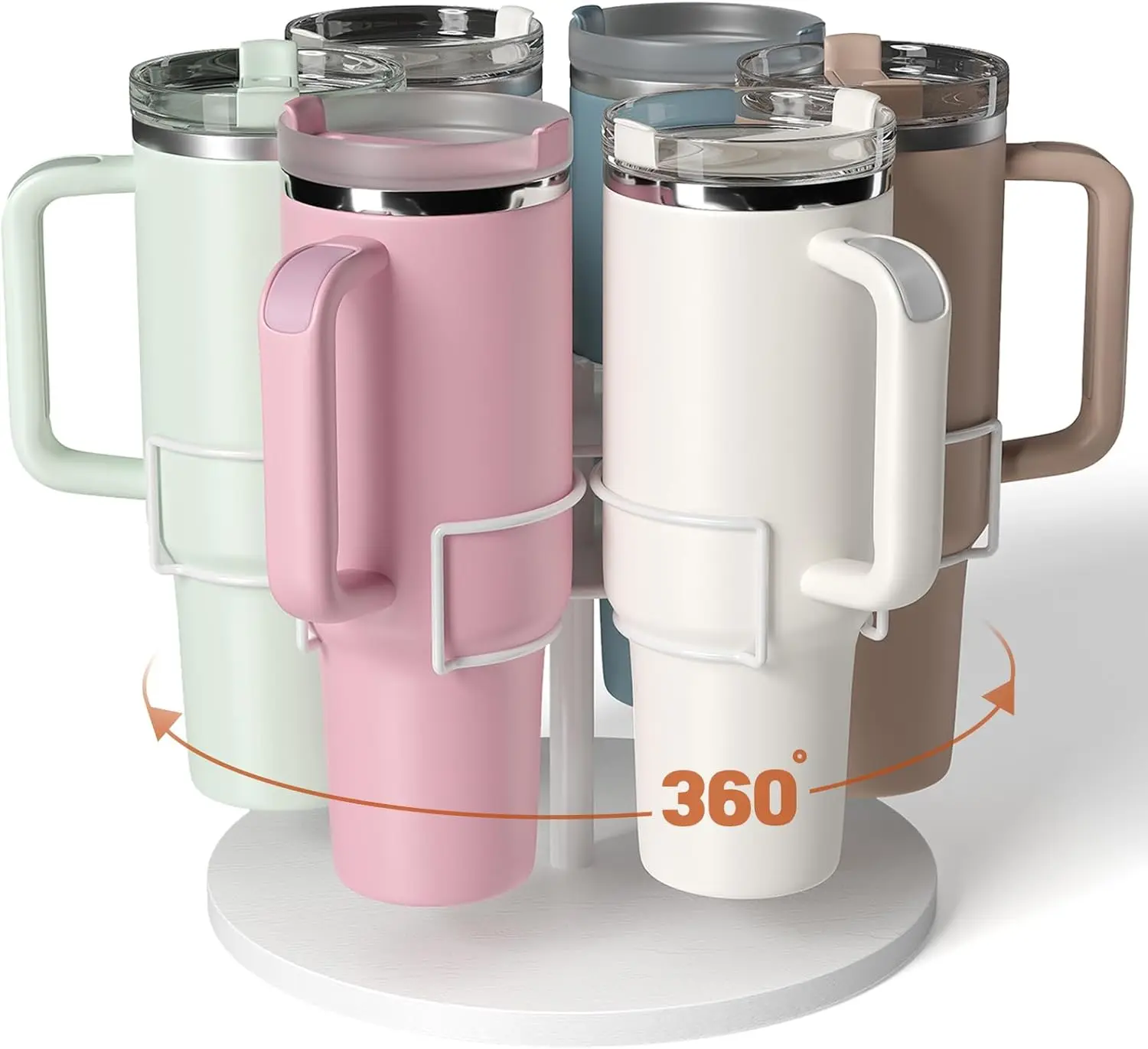 Stanley 40 oz Cup Organizer Storage Rotating Tumbler Holder Water Bottle Rack for Kitchen Organization with Non-Slip Pad