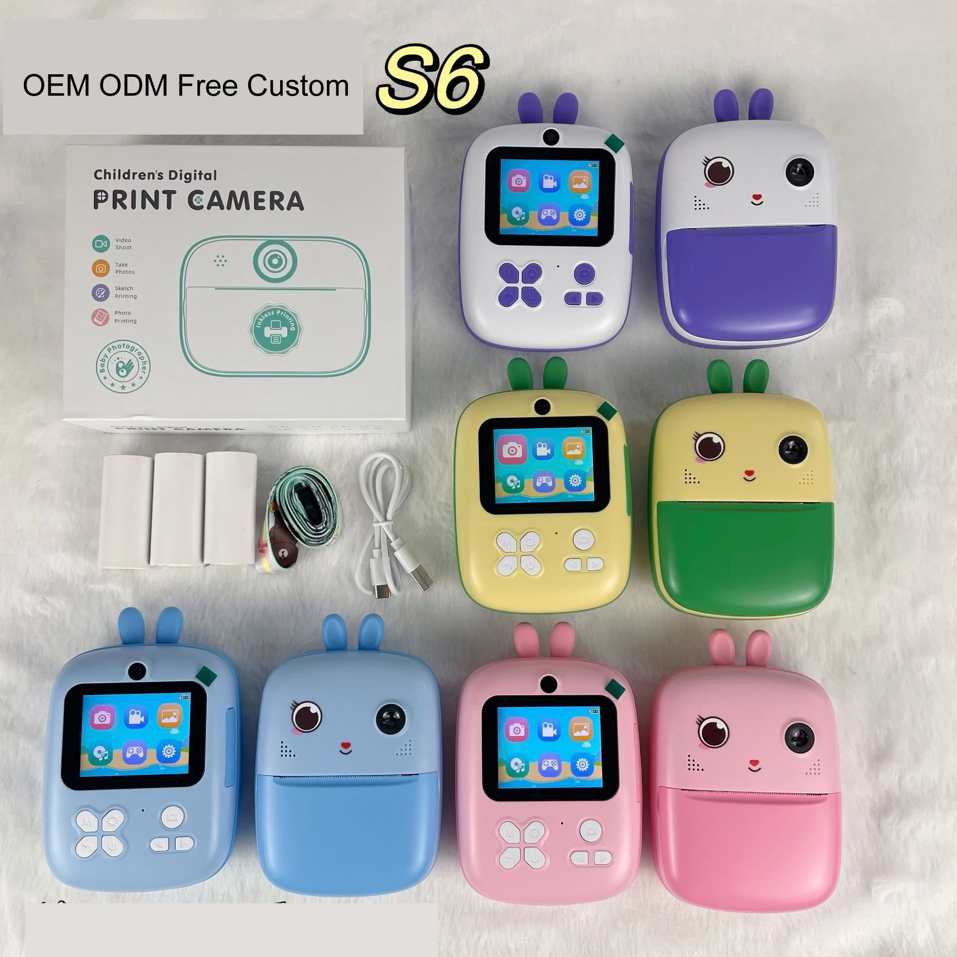 S6 1800Mah Video Recording Antique Design 1080P Instant Printer Camera For Children Kids Camera Instant Print