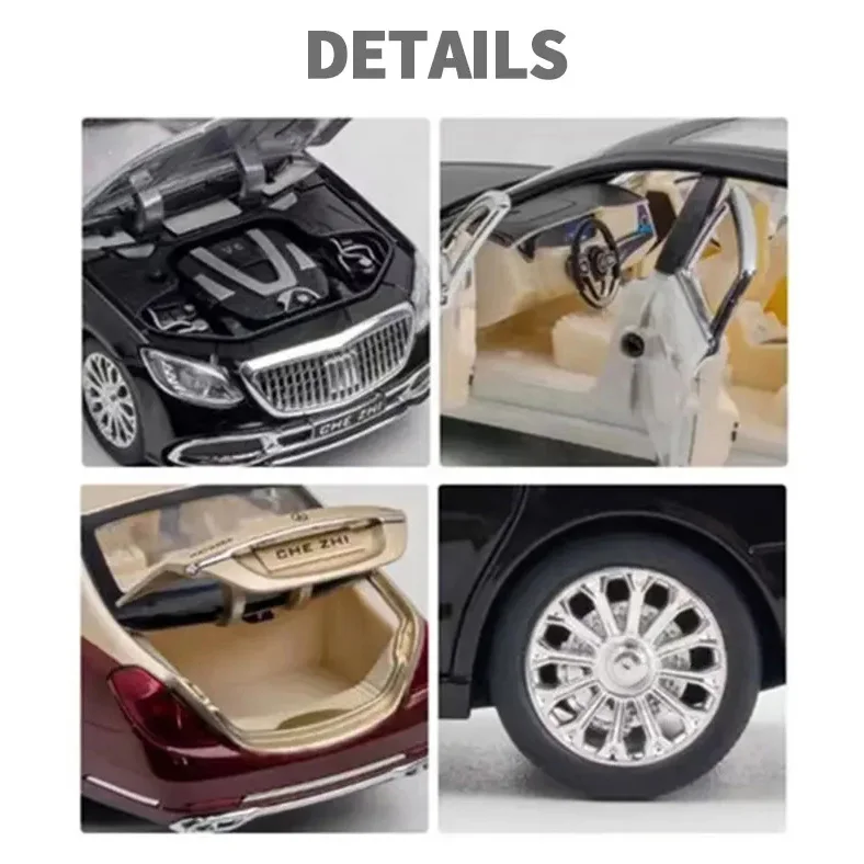 Модель автомобиля Maybach GLS600 модель литая игрушечного с пересечением границ 1:24 со звуком и светом оптовая продажа