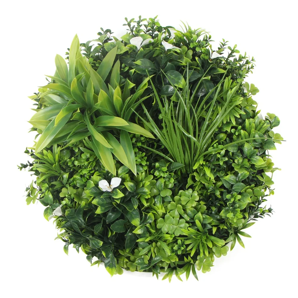 Uland art 3D round decorative metal plants frame boxwood artificial hedge for living room