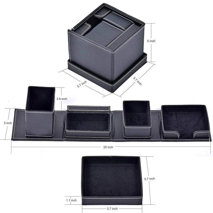 Custom Leather Office Supplies Desk Organizer Storage Boxes And Accessories Box