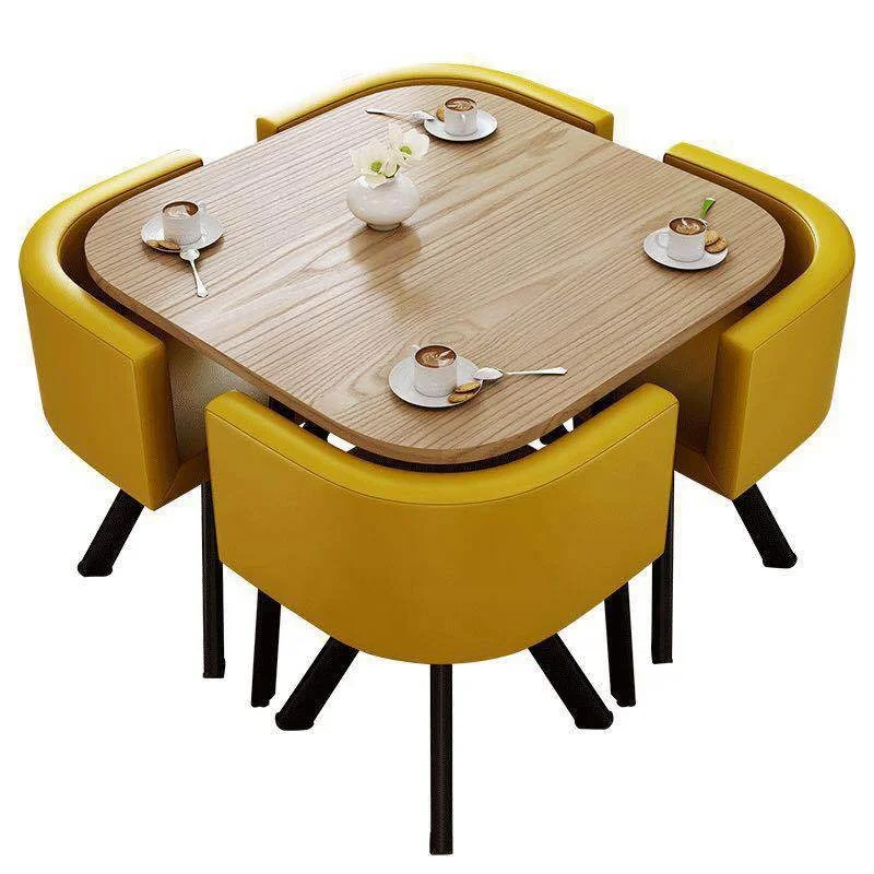 Nordic Wooden Round Dining Cafe Table Designs Small Space Saving Modern Dining Room Table Set With 4 Chairs
