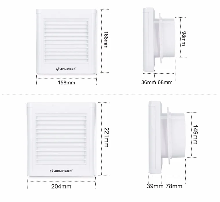 Plastic 4 6 inch Wall Window Glass Mounted Ventilation fan bath room Extractor Fan Exhaust fan