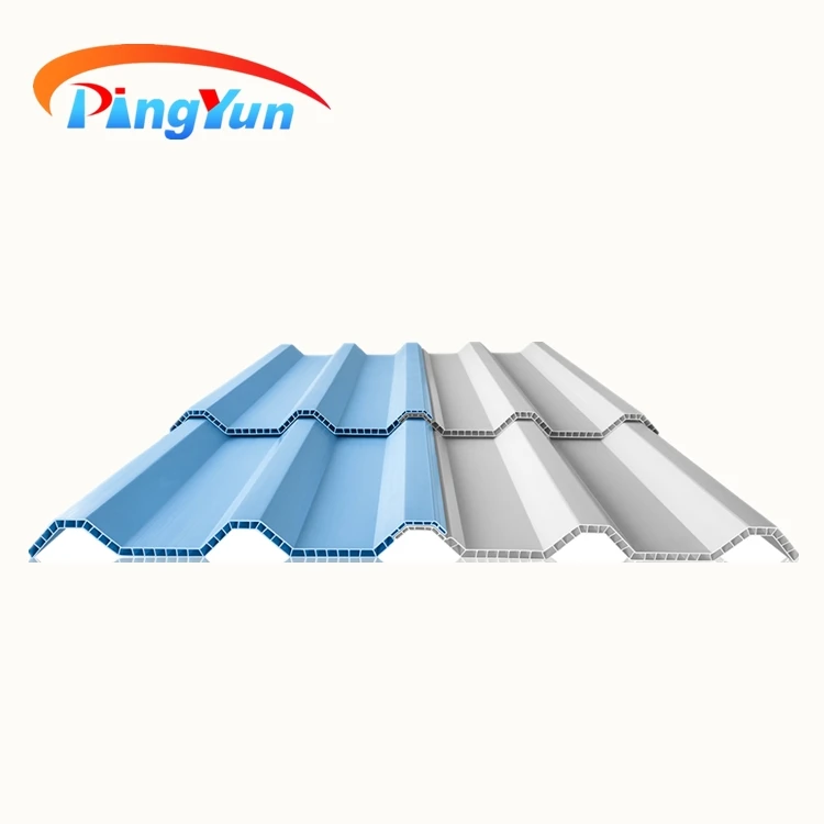 Hollow Corrugated Roof Sheet Roofing Tile UPVC Plastic Multi Wall Pvc Bent Tiles Customised 5.8 Kgs/㎡ PINGYUN 885mm 10mm 40mm