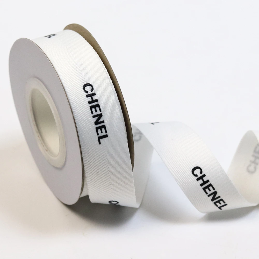 natural white customize printed cotton ribbon tape for gift wrapping