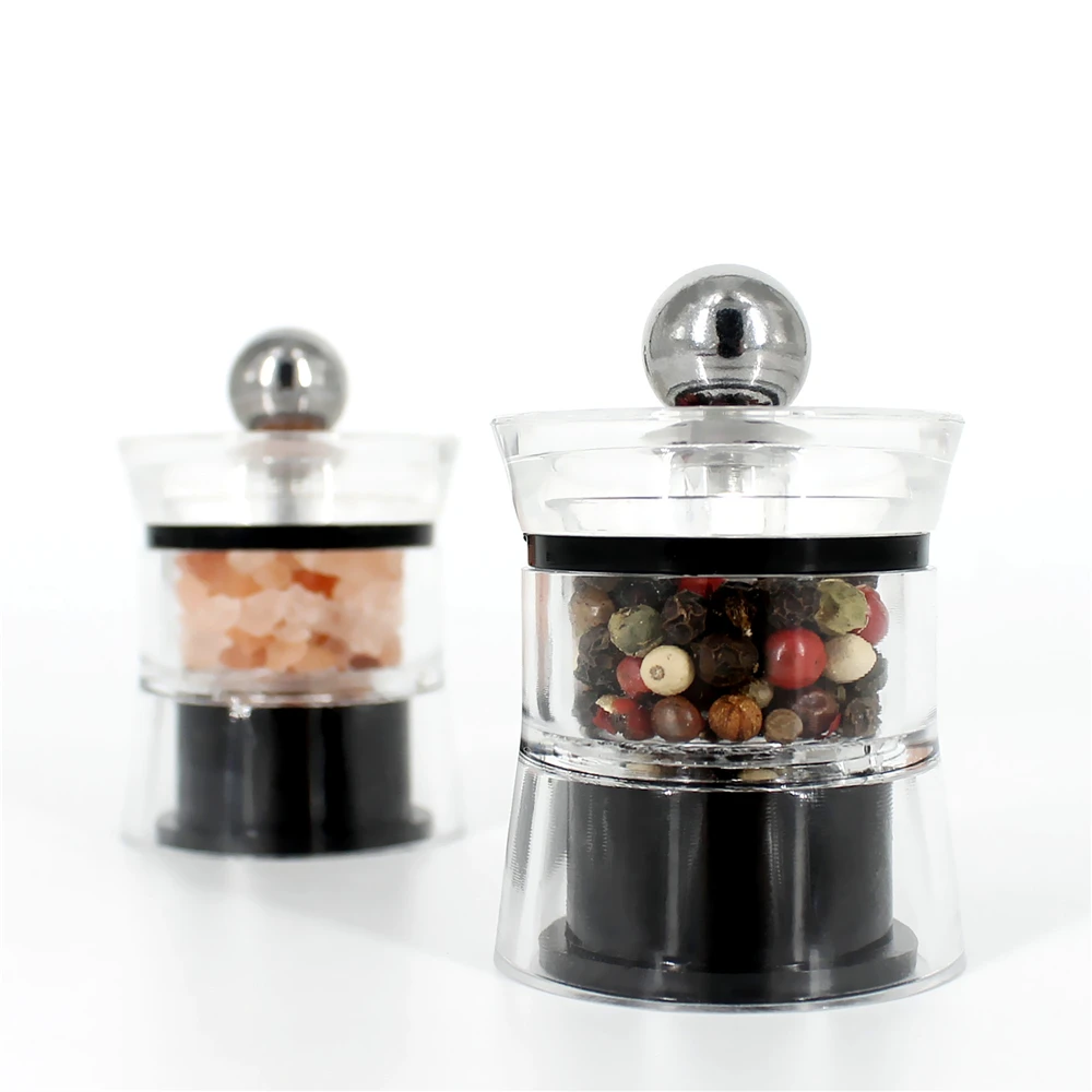 
mini portable salt and pepper mill acrylic grinder 
