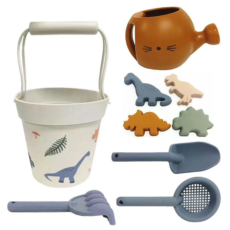 Bpa Free Beach Sand Bucket Outdoor Toys Eco Friendly Funny Silicone Beach Sand Toy Set For Baby Beach