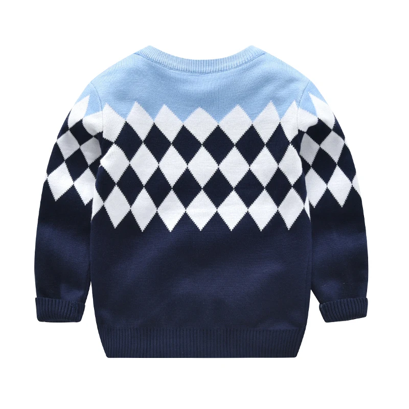 Free Sample Modern Double Layer Argyle Comfortable Autumn Winter Warmth Toddler Children Boys Pullover Sweater