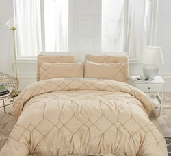 Ebay Hot cheap Microfiber Pinch Pleat Pintuck pure color duvet quilt cover bed sheet for bedroom in US size