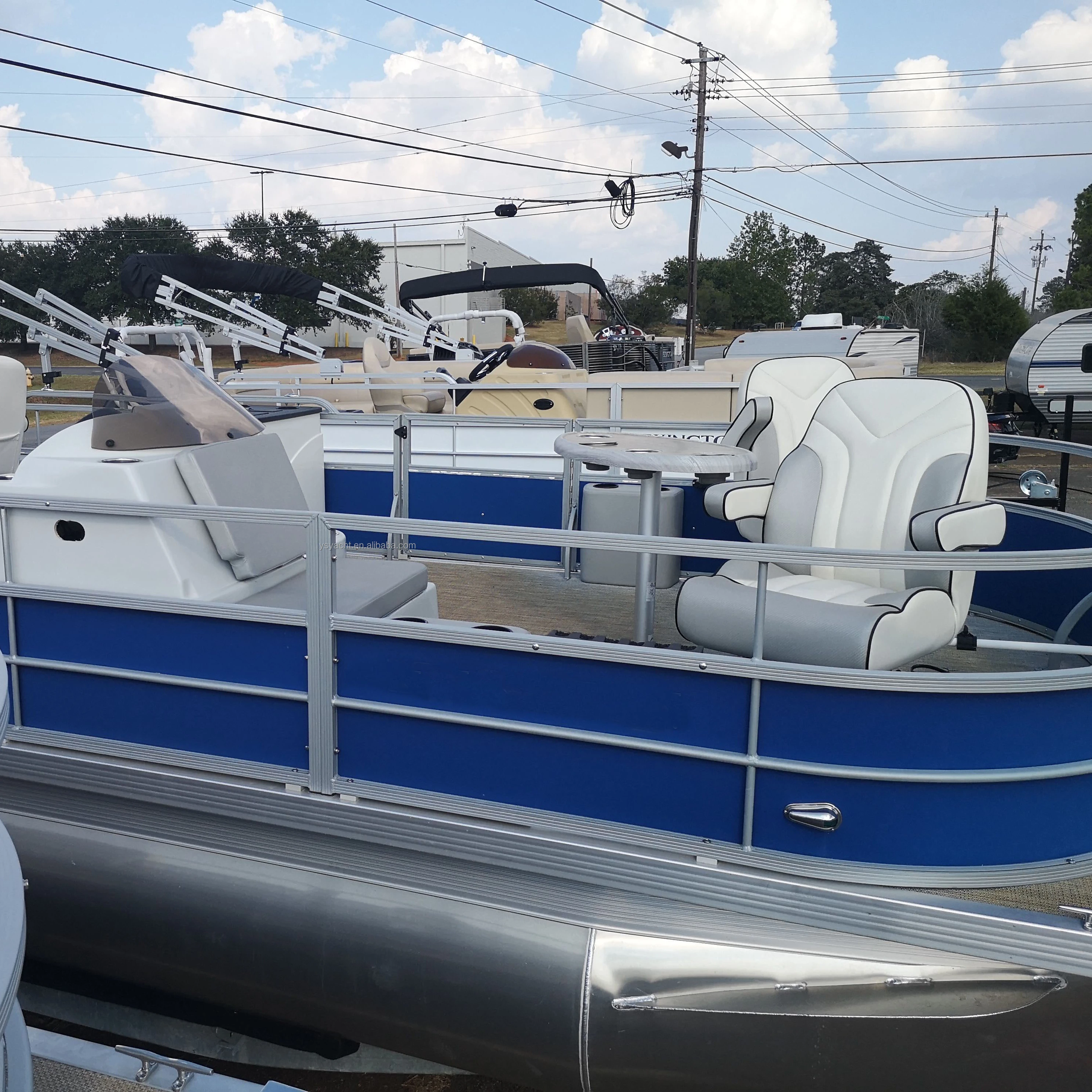 20 foot cheap aluminum luxury party barge pontoon boats bimini fish cruise party barge floating for sale