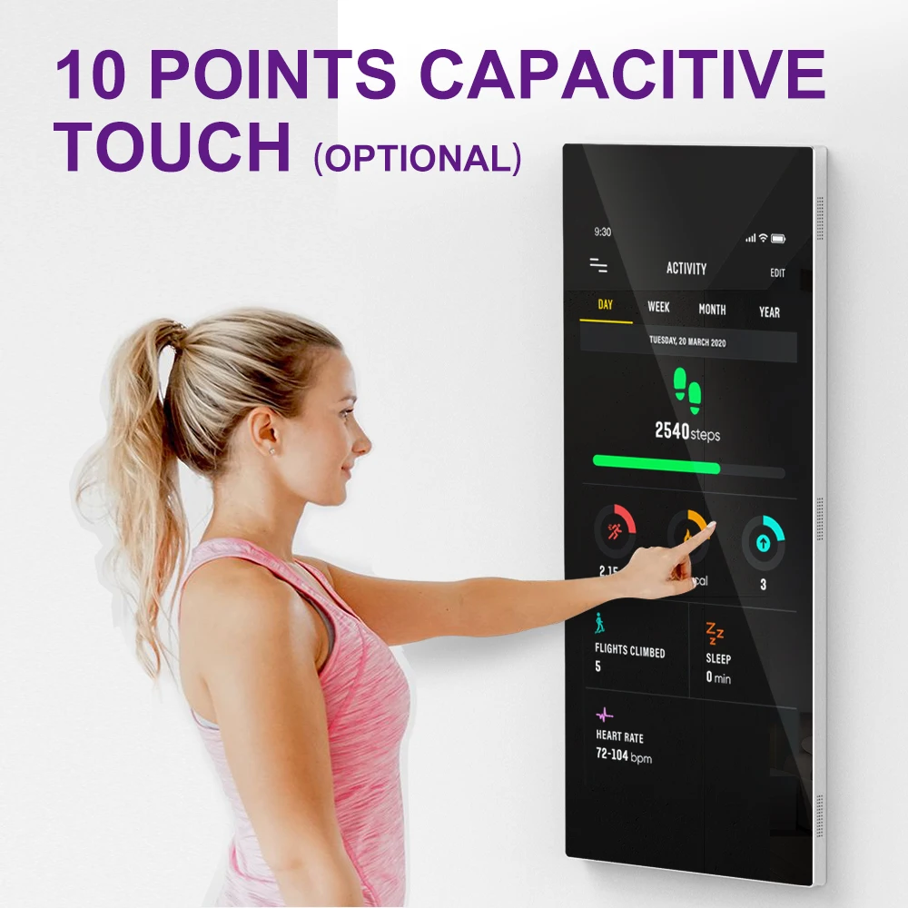 32 43 Inch Lcd Display Wall Mounted Capacitive Touch Screen Magic Smart Mirror Fitness