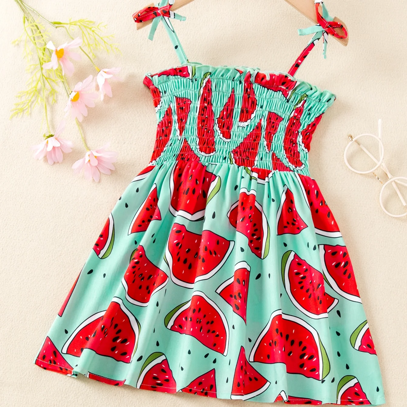Summer kids dress 2022 wholesale supplier linen custom printed children shirt twirl dress
