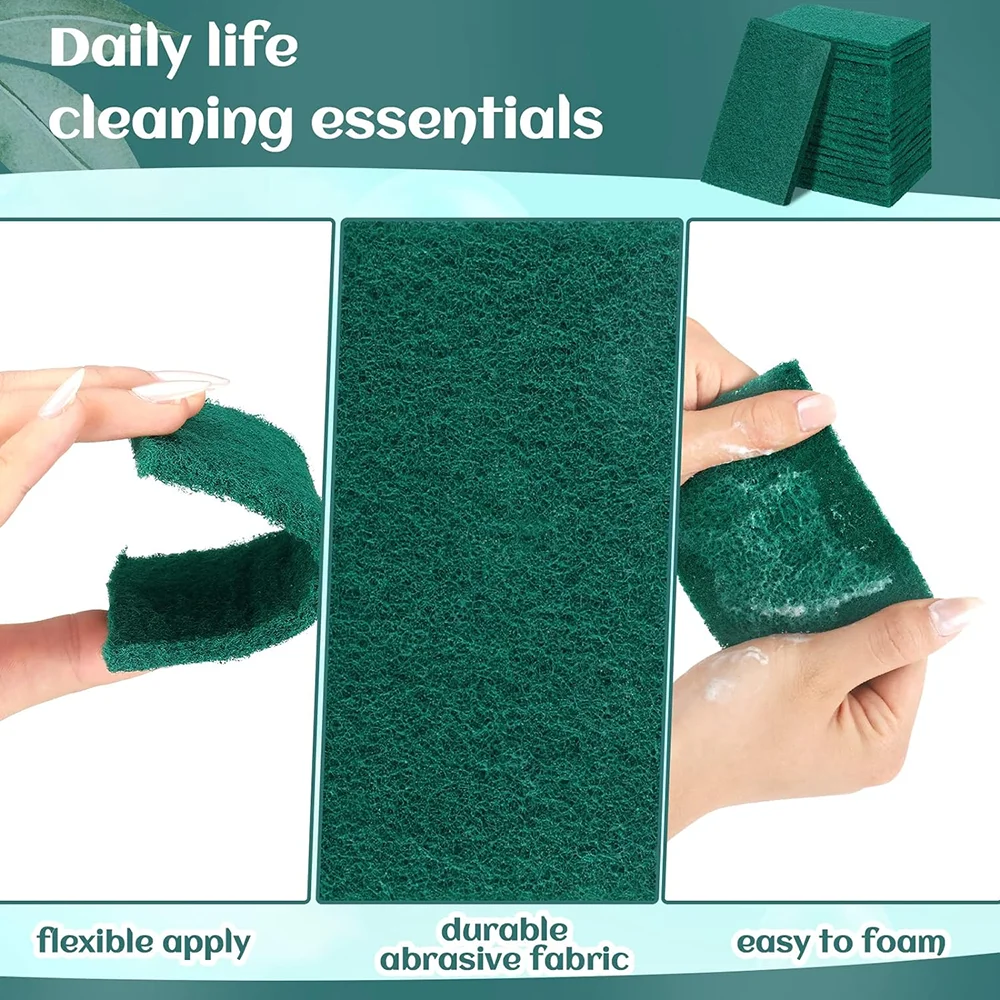 Kitchen Household Cleaning Nylon Fiber Sponge Grease Stains Dish Washing Scrubber Scouring Pads Heavy Duty Cleaning Sponges