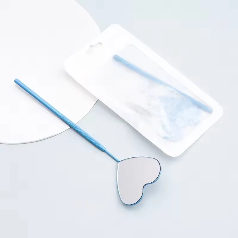 Wholesale Handheld Makeup Mirror High-definition Beauty Salon Handle Mirror Portable Carry-on Make-up Heart-shaped Small Mirror