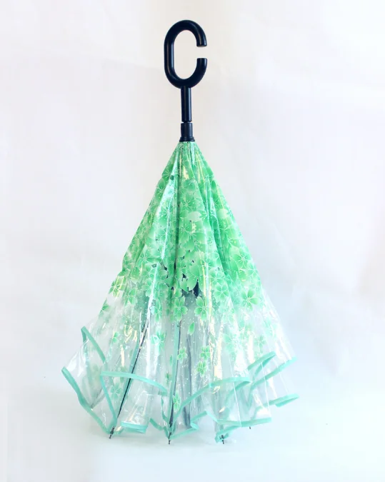 Eco-friendly POE new vention reverse transparent umbrella clear umbrella disposable umbrella