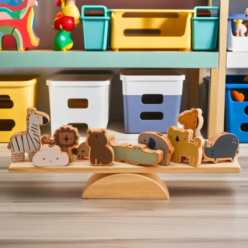 Unisex Wooden Forest Animal Threading & Seesaw Balance Toy for Preshcool Children 2-4 Years & 5-7 Years Age Range Set Supplied