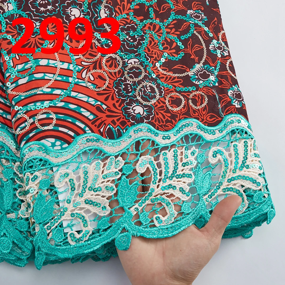 2993 Nigerian Style Colorful Printed Wax Lace High Quality Embroidery Ankara Wax Fabric Pretty Guipure Cord Lace Fabric