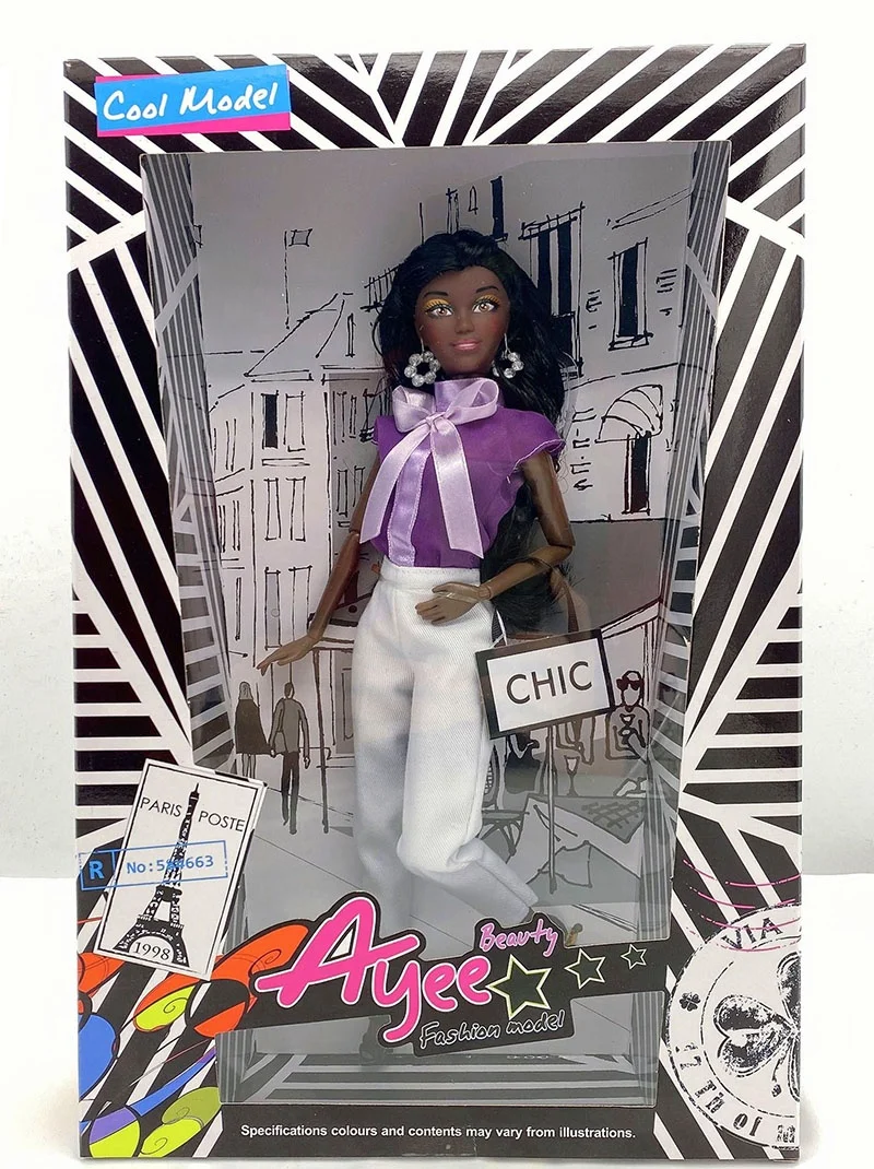 12.5 inch jointed black fashion africa american Summer trend pretty girl doll