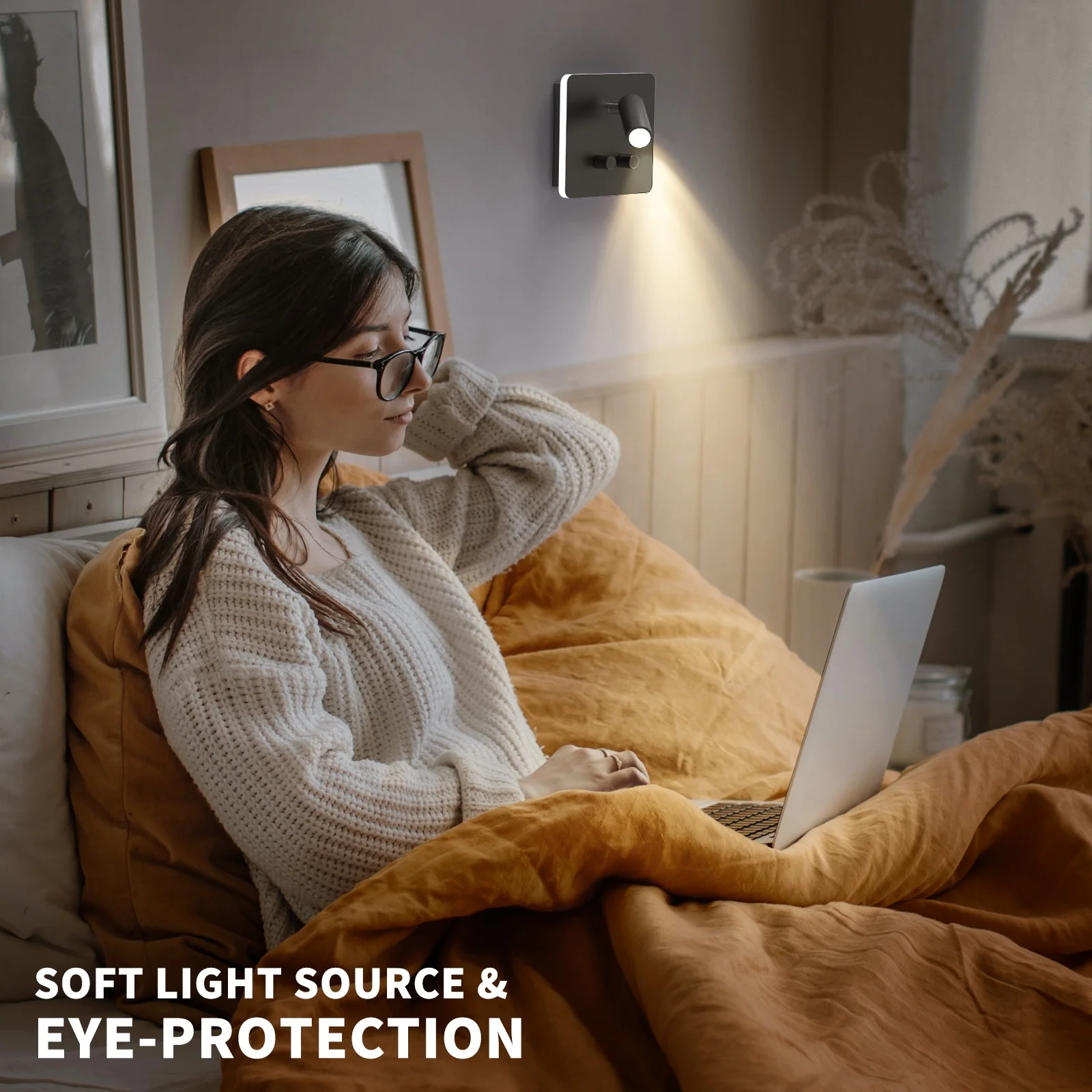 HYMELA M10 Dimmable LED Reading Wall Lights Modern Indoor Decorative Wall Sconce Night Light Lamp Rotatable Bedside Backlight