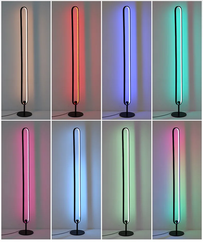 Drop Shipping Creative Room Vibe Corner Floor Lamps for Living Room Modern LED Tube Color Changing Puck Lights Warm and RGB