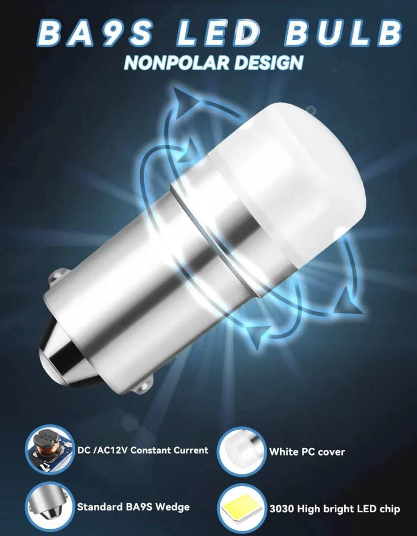 AC/DC12V #53 #57 #1893 #1815 #1816 #1898 LED indicator light bulb BA9S LED car light bulb T3-1/4 Pinball machine led bulb 6.3V