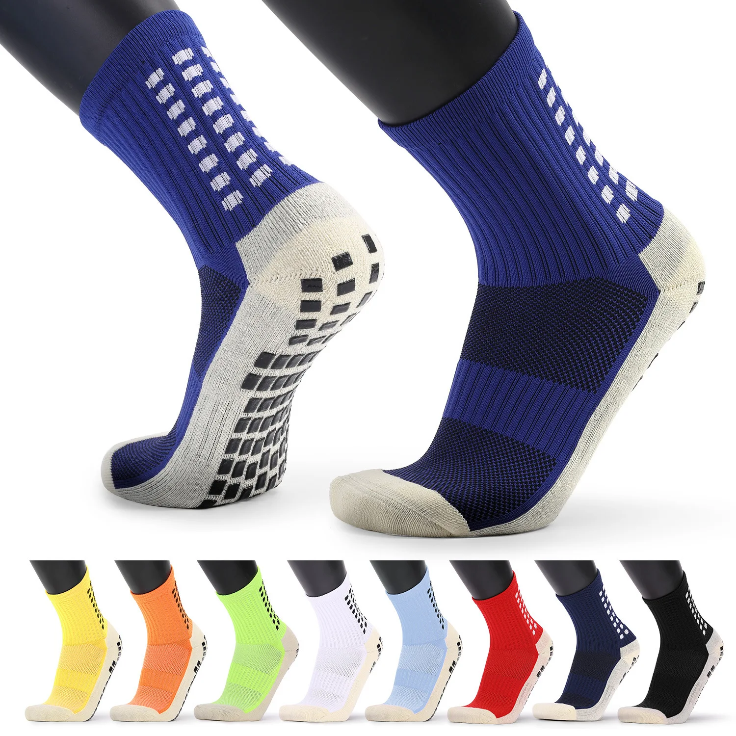 Zhejiang Zhuji Wholesale Custom Anti Slip Soccer Socks Elite Football Socks 100 Cotton Nylon Men Sports Crew Socks Fashion