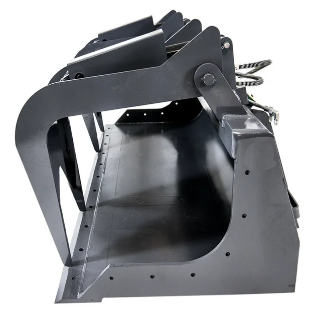 Farm tractor front end loader with log grapple