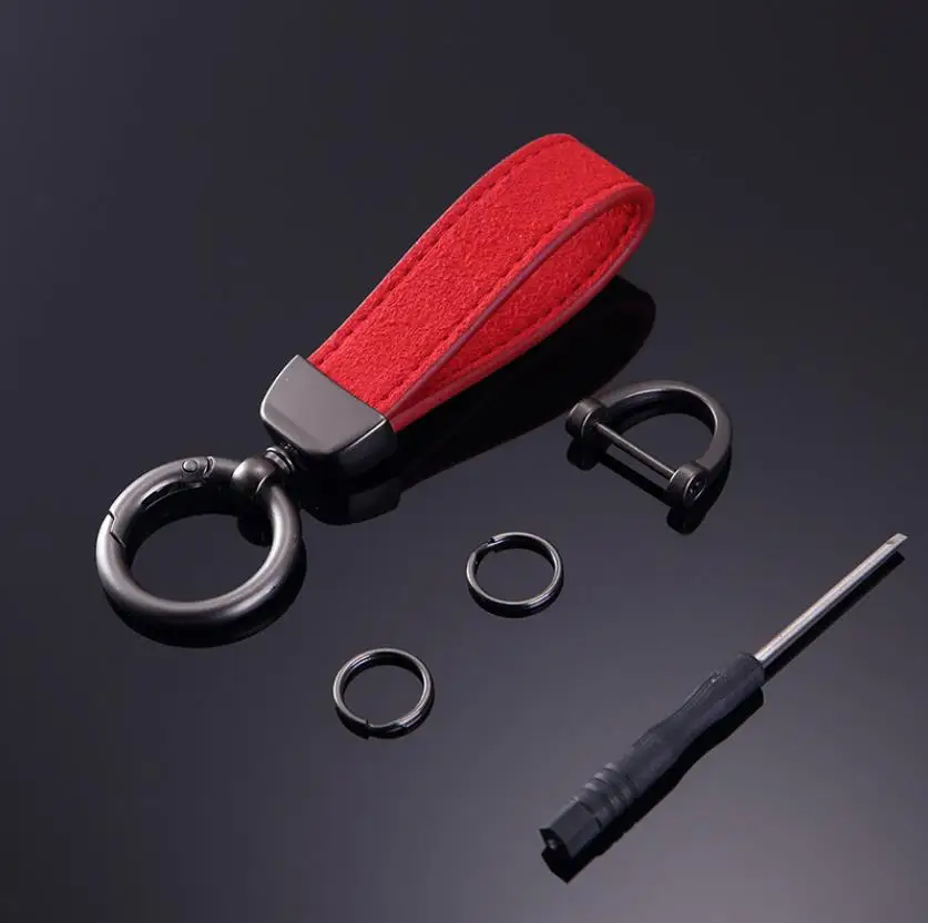 Custom Logo Leather Key chain For Car Suede Alcantara Amg Bwm M Sline Keychain