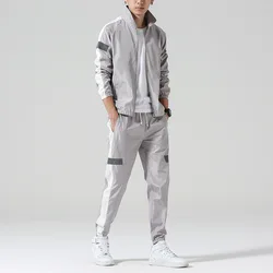 Wholesale custom cheap high quality 2 pieces white sports tracksuits polyester track suit for men