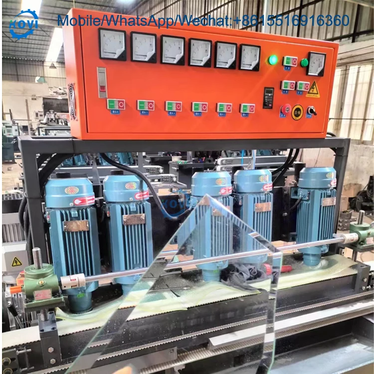 Stand 8 motor edge glass double edger grinding beveling machine glass mirror edge chamfering beveling polishing machine