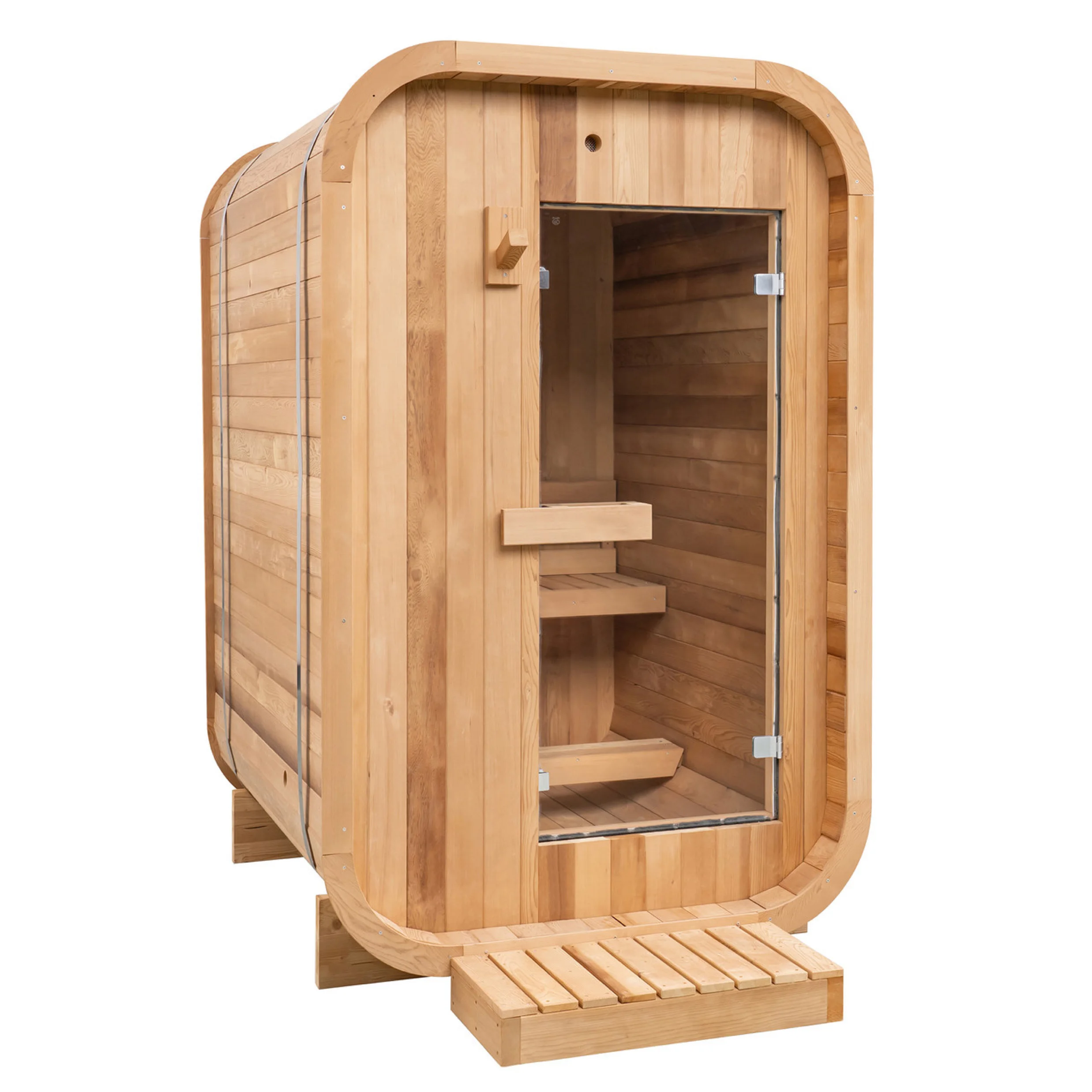Hot Sale 2 Person Red Cedar Cube Square  Smart Outdoor Sauna Room With Stove
