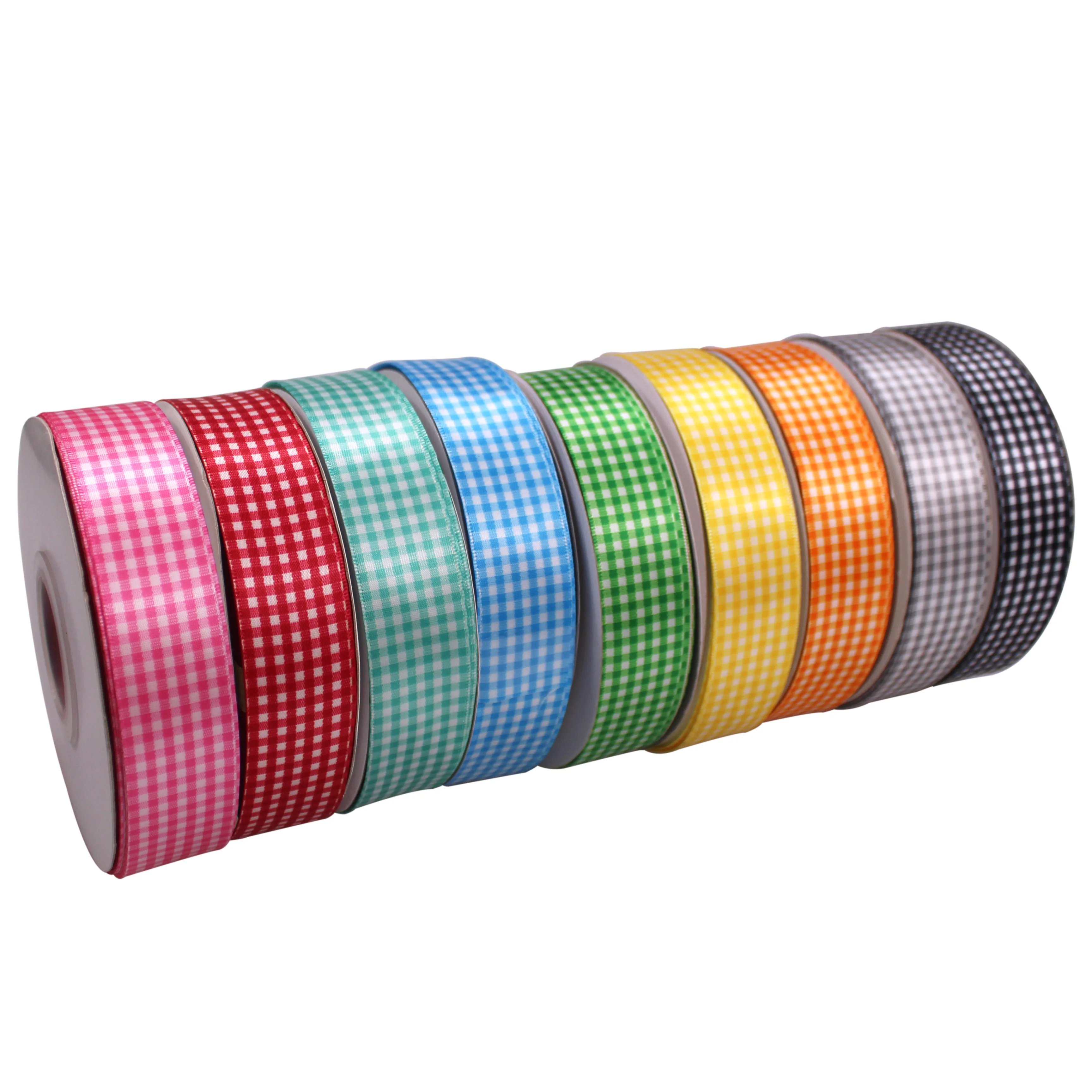1 inch  Plaid Ribbon Grid Printed Satin Ribbon for Handmade DIY Craft