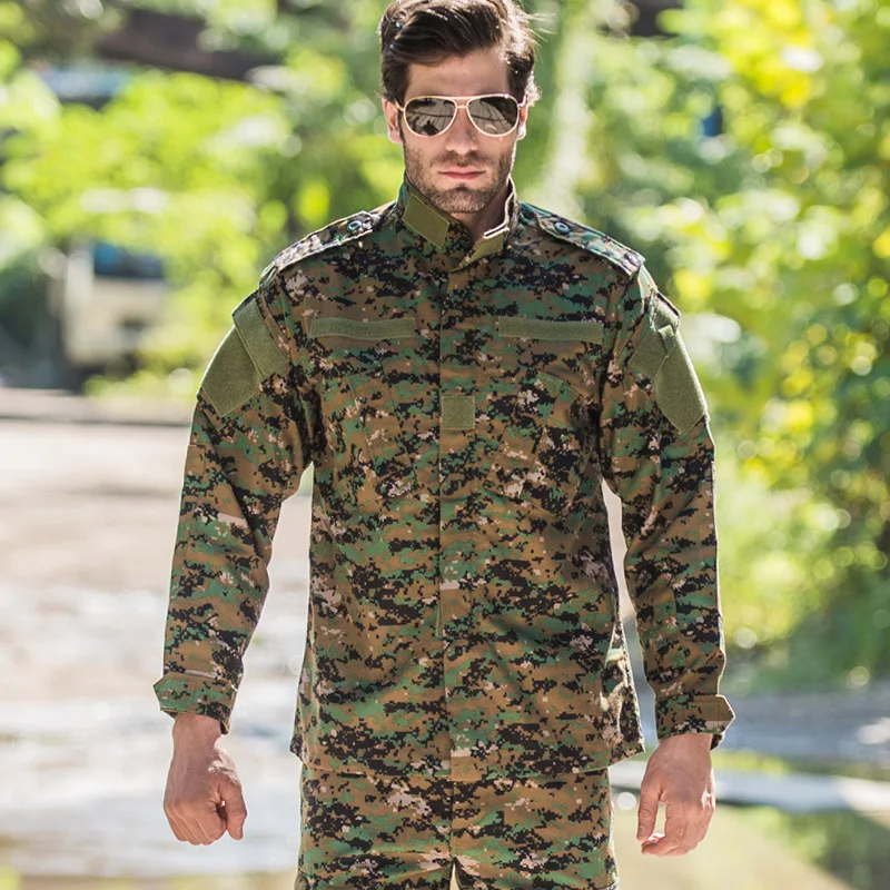 T/C 65/35 Camouflage Digital Woodland Uniform Rip Stop Combat Tactical Uniform Suit Set