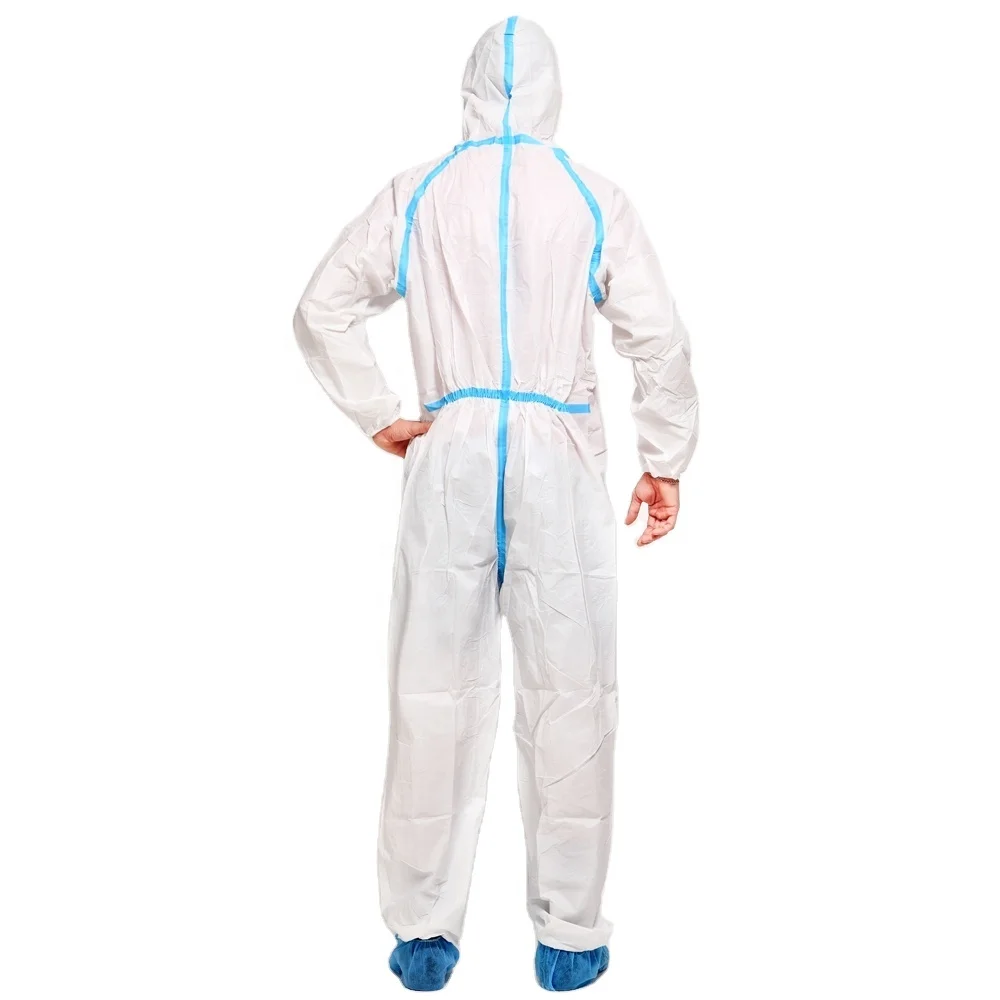 Antistatic Surgical Coverall With Hood Suit Medic Safety Protection Clothing White Ppe Waterproof Overalls Disposable Coveral
