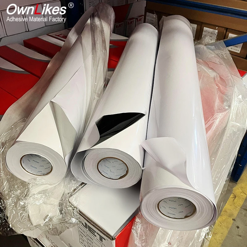 Flexography Glossy Matt White Eco Solvent Printing Pvc Roll Printable Adhesive Car Wrap Vinyl Sticker Roll Self Adhesive Vinyl