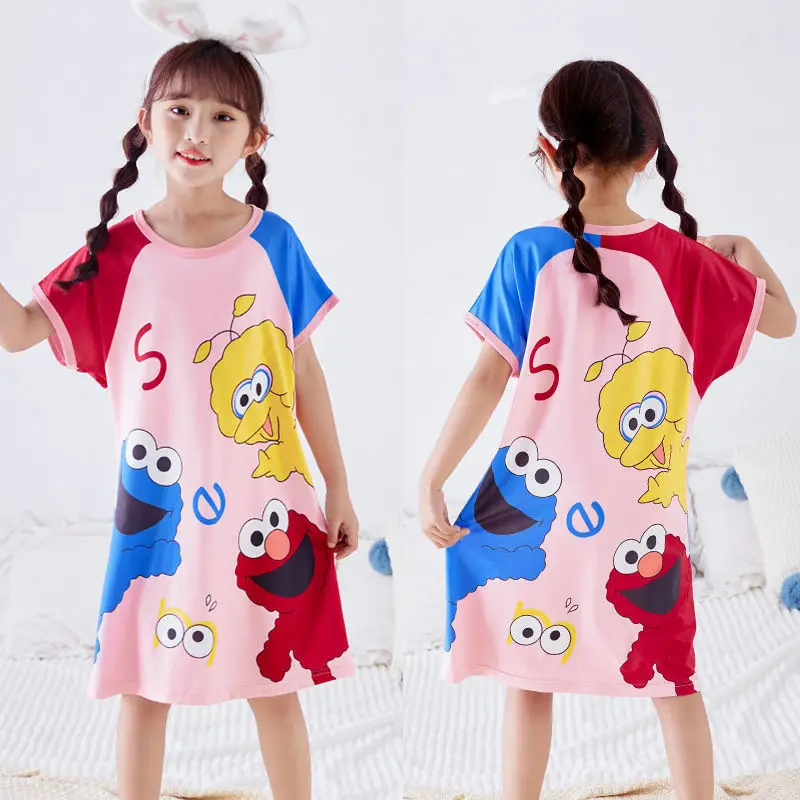 Cartoon Sleep Dress short sleeve summer spring Girls Pajamas dresses Kids Girl Night wear