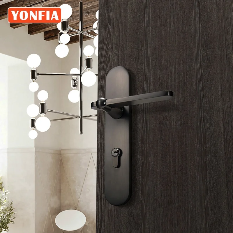 YONFIA 804909N матовая черная матовая никелевая Новая внутренняя пластина дверная ручка замок из цинкового сплава дверная ручка на пластине для деревянной двери