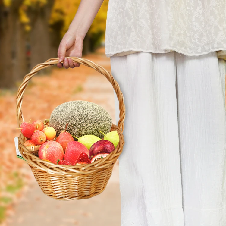 Wicker Woven Basket Multipurpose Natural Willow Basket with Handle for Storage and Decoration