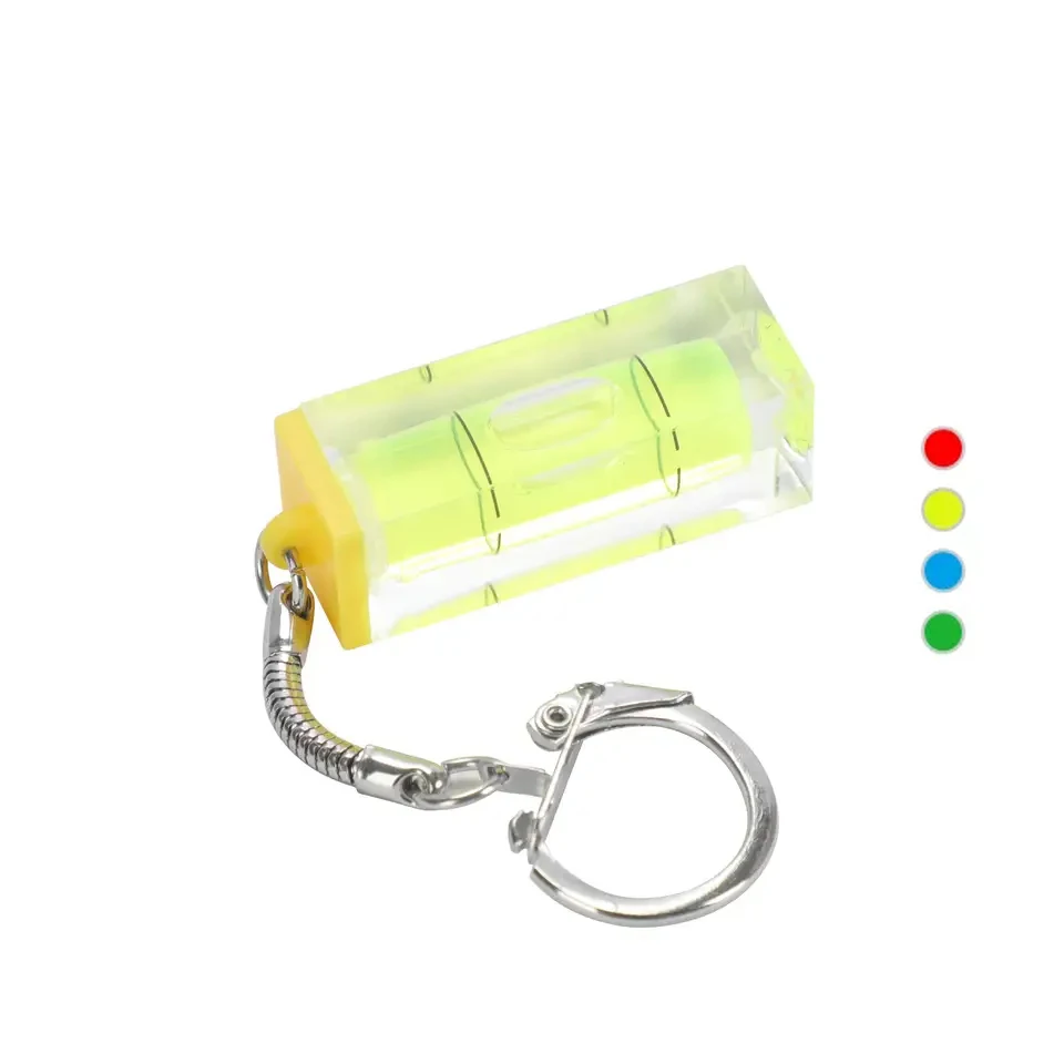 Customized Logo Mini Plastic Square Level Bubble Keyring Spirit Bubble Level with Keychain for Camera Hanging Rack Mounting