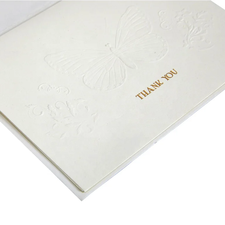 Embossed Butterfly Gold Foil Boxed Cards, China Suppliers Made Thank You Greeting Cards