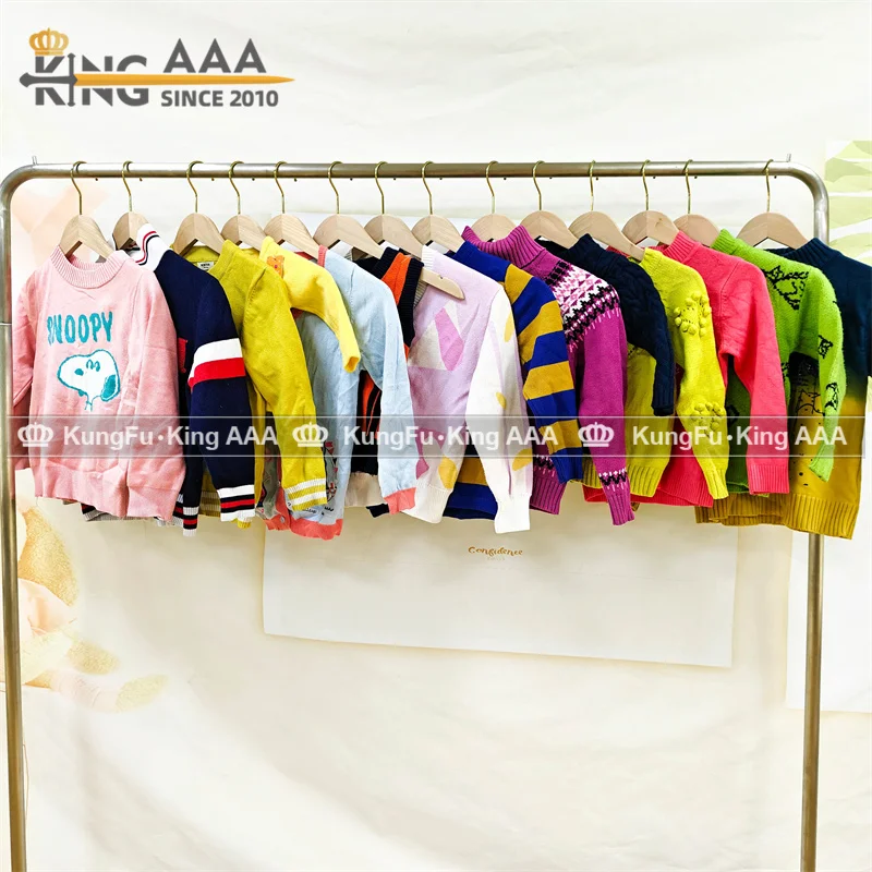 2024 Wholesale Price Winter Sweater Baby Cotton Knitted Sweater Bales Second Hand Clothing Kids Winter Wear Casual Children