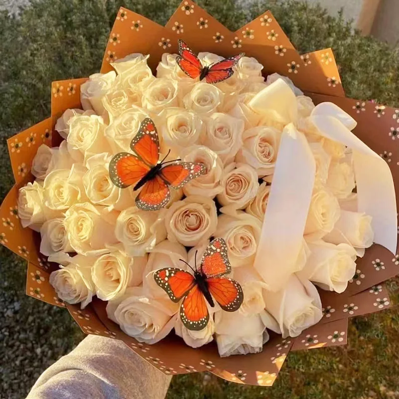 HUABAN 20pcs/bag Waterproof Flower Packaging Paper with Exquisite Small Floral Patterns Shop Supplies
