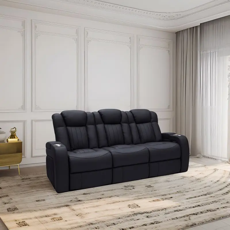 Wholesale Project 3 Seat Adjustable USB Charger Leather Recliner Sofa Home Theater Furniture with Blu-etooth for VIP Movie Room