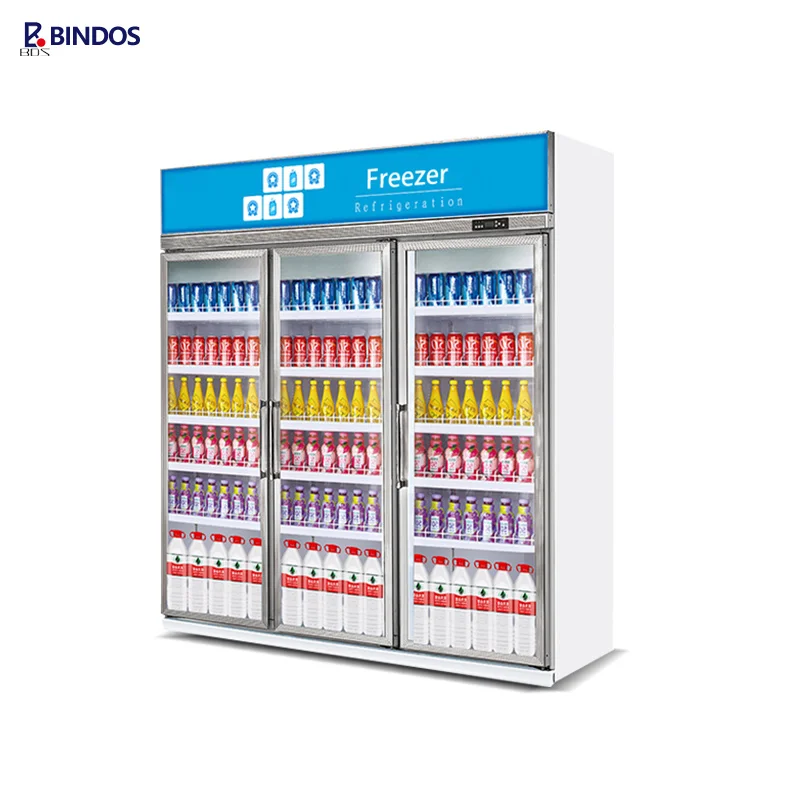 Commercial Fruit Vegetable Refrigerator Supermarket Vertical Soft Drink Display Refrigerator Glass Door Open Beverage Cooler